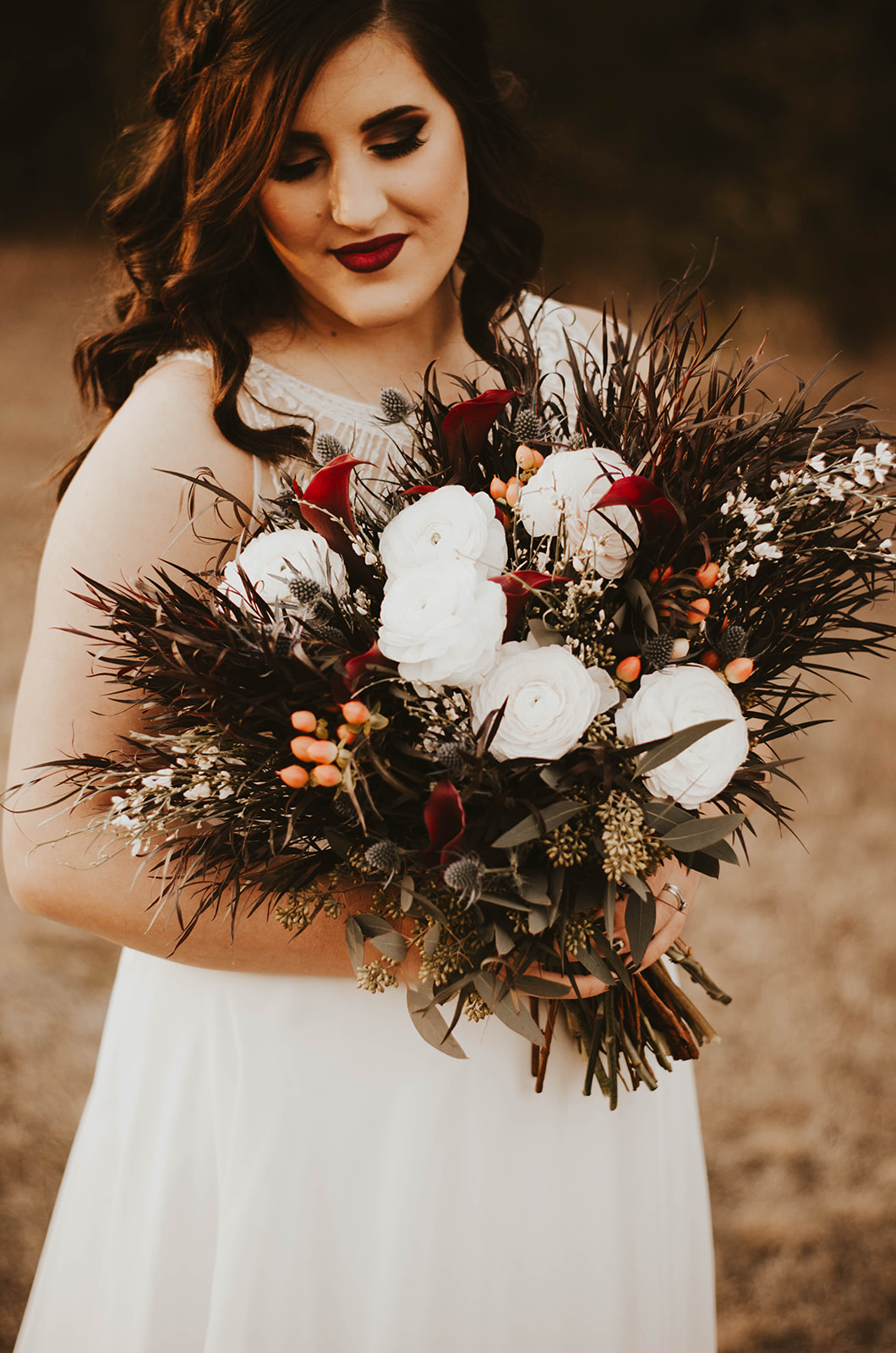 wedding dark florals plus size bridal spokane