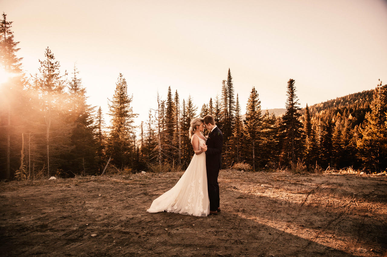wedding dress in a field spokane image