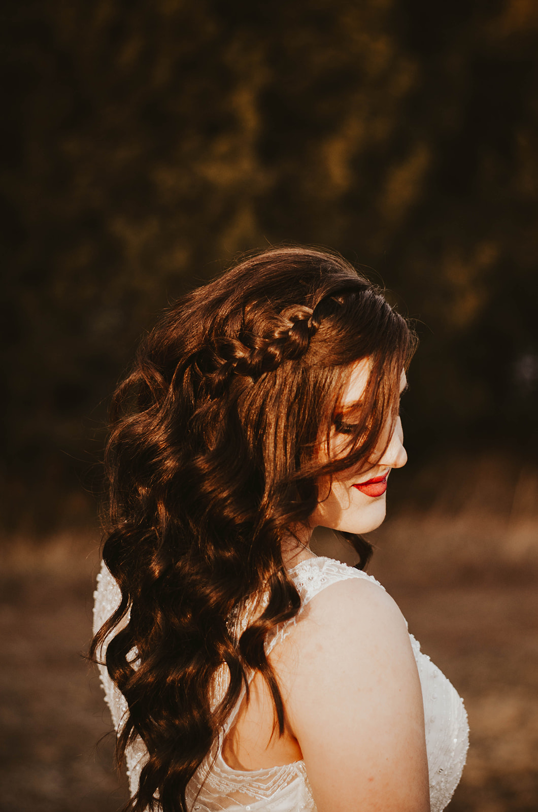wedding hair dark braid spokane