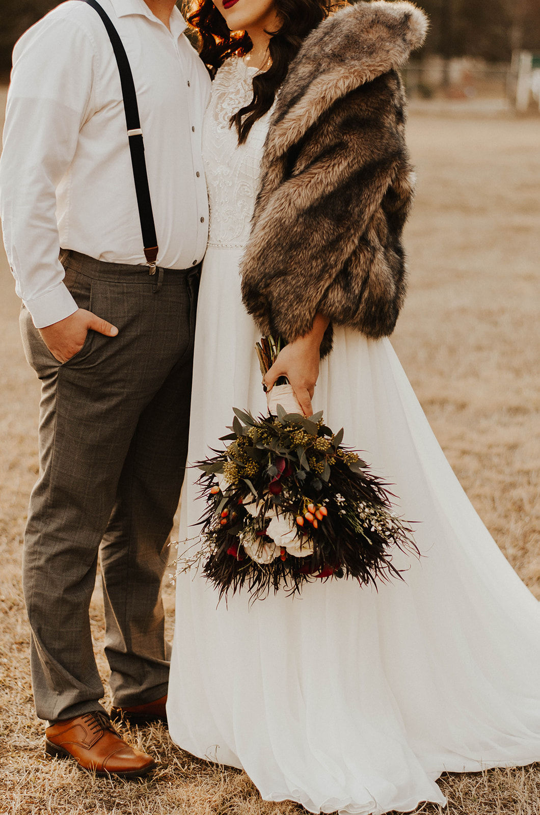 winter fur bridal spokane wedding dress