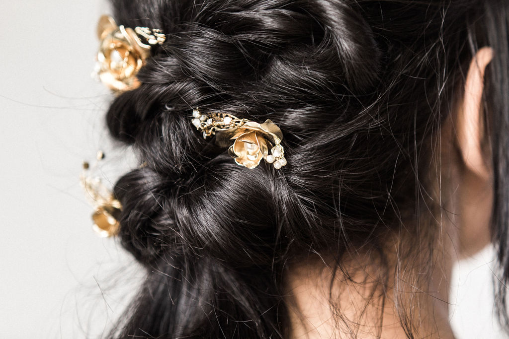 Sara Gabriel accessories dark hair bridal hair spokane