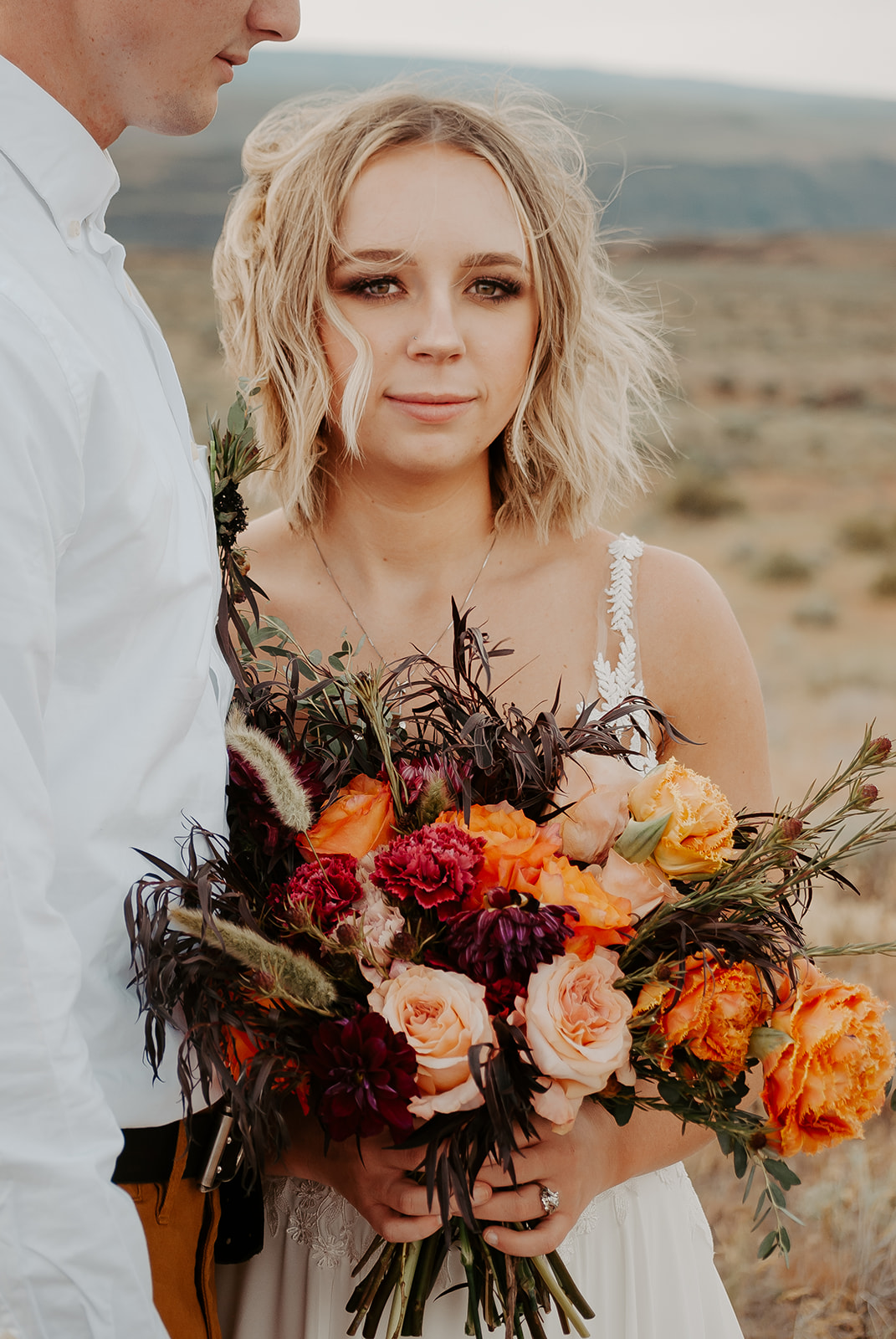 desert elopement wedding spokane washington bridal dress