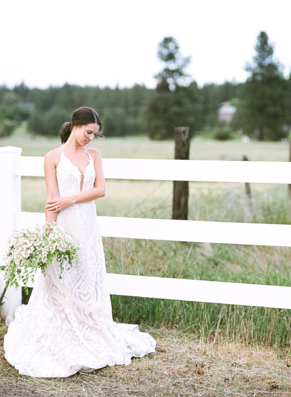Spokane blush by Hayley Paige Delta wedding dress in field image