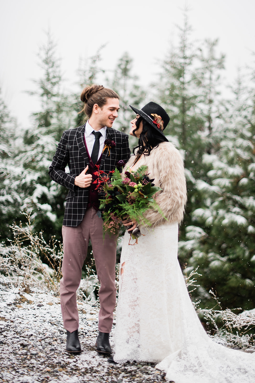 winter bride spokane fur coat wedding dress