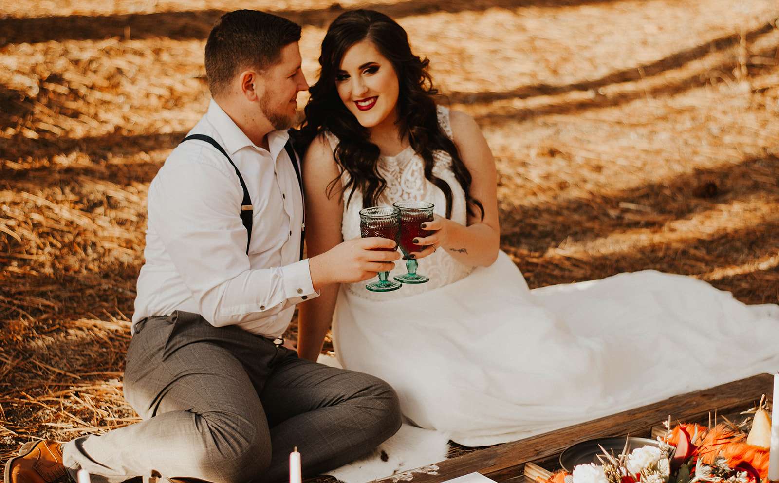 bride and groom elopement fall photo shoot spokane
