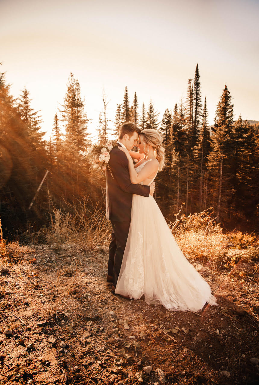 spokane wedding dress hugging groom image