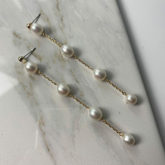 Ti Adoro Jewelry 15064 Multi Pearl Chain Earrings #0 default Metal thumbnail