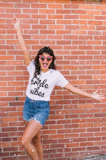 Honest in Ivory Bride Vibes Tee V-Neck #0 default Color? thumbnail