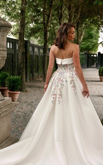 Essense of Australia "Elara" #1 default Color? Blue Blush Lace on Ivory Gown with Gold Beading thumbnail