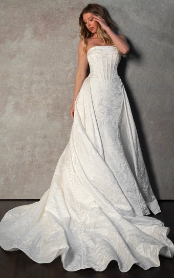Essense of Australia "Edithe" Dress + Overskirt in Jacquard #2 Ivory thumbnail