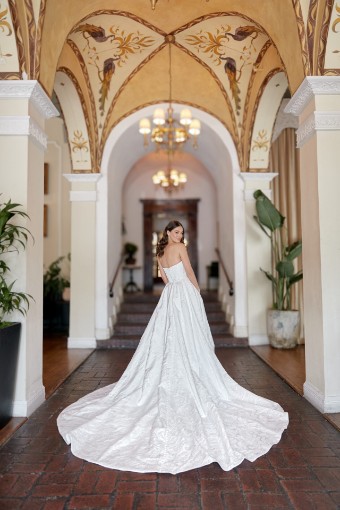 Essense of Australia "Edithe" Dress + Overskirt in Jacquard #8 Ivory/Mikado thumbnail