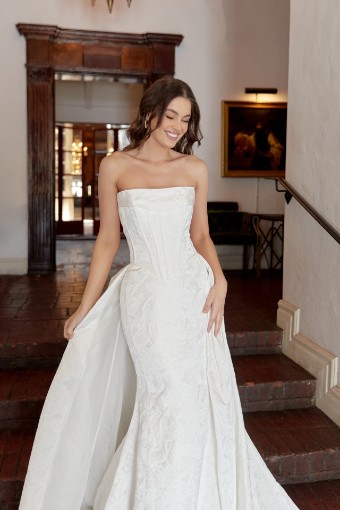Essense of Australia "Edithe" Dress + Overskirt in Jacquard #4 Ivory/Mikado thumbnail