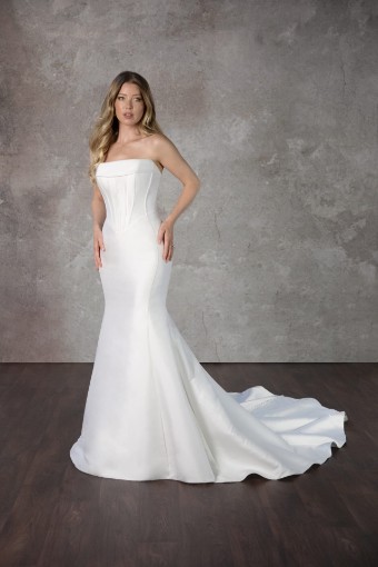 Essense of Australia "Edithe" Dress + Overskirt in Jacquard #10 Ivory/Mikado thumbnail