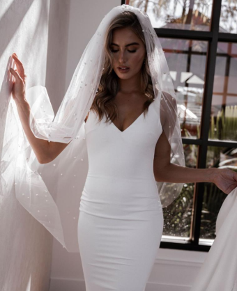 Made With Love Mallory- Short Pearl Veil #0 default Ivory thumbnail