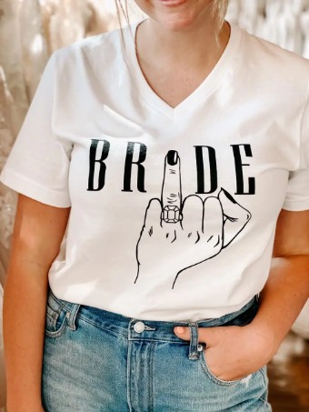 Bridal Goodies Ring Bride Tee V Neck #1 thumbnail