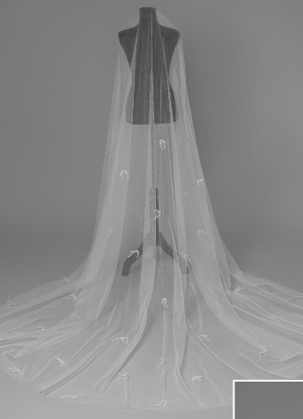 Essense of Australia AVL0210 #0 default Ivory Organza Bow on Ivory Shimmer Tulle thumbnail