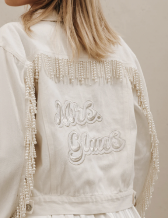 Bridal Goodies Pearl Fringe Bridal Jacket #3 thumbnail