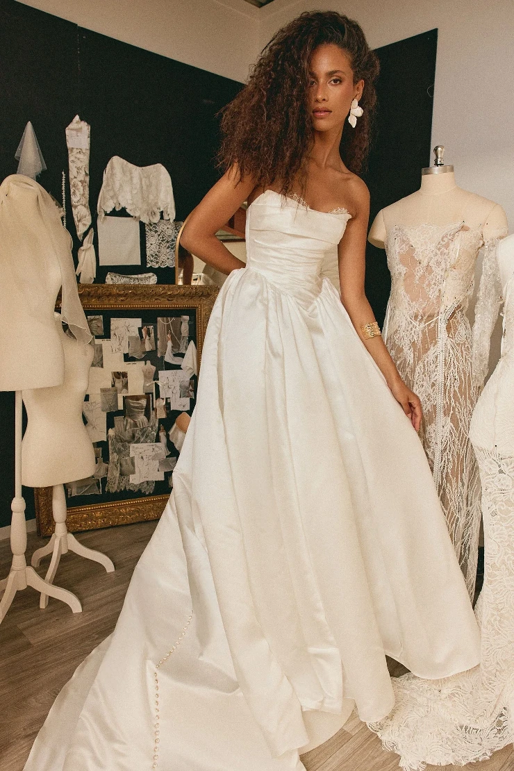 long sleeve lace beaded wedding dress OSTTY main image 0