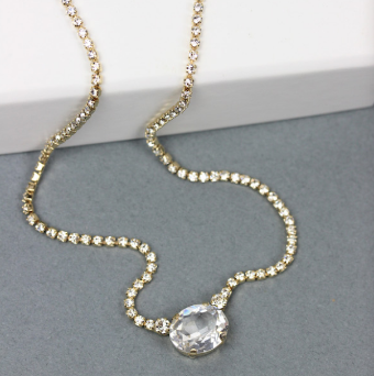 Ti Adoro Jewelry 21211 Clear Crystal Oval Necklace #0 default Crystal thumbnail