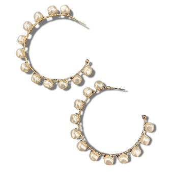 Ti Adoro Jewelry 15514 Large Hoop with Nugget Pearl Earrings #0 default Metal thumbnail