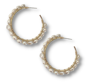 Ti Adoro Jewelry 15477 Fresh Water Pearl Wrapped Hoop Earrings #0 default Metal thumbnail