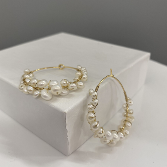 Ti Adoro Jewelry 15499 Dainty Pearl Wrapped Endless Hoop Earrings #0 default Metal thumbnail