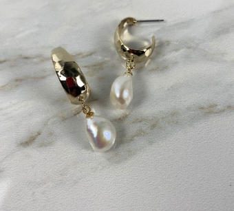 Ti Adoro Jewelry 15415 Small Hoop with Baroque Pearl Earrings #0 default Metal thumbnail