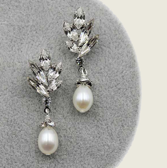 Ti Adoro Jewelry 12558 Navette Top with Pearl Drop Earring #0 default Metal thumbnail