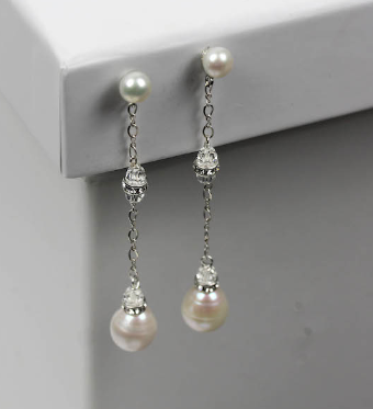 Ti Adoro Jewelry 15342 Pearl Chain Drop Earrings #0 default Metal thumbnail