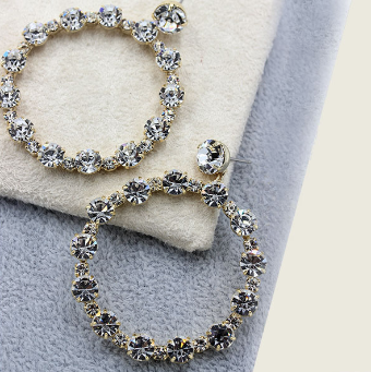 Ti Adoro Jewelry 14084 Large Crystal Hoop Earrings #0 default Metal thumbnail