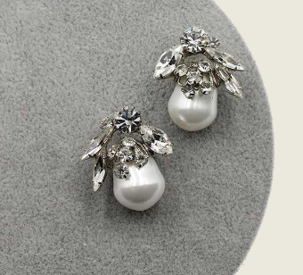 Ti Adoro Jewelry 13283 Baroque Pearl Button Earrings #0 default Metal thumbnail