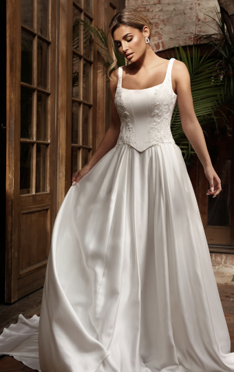 Essense of Australia "Paris" Essense of Australia - Dearly Sample #0 default Ivory Belle Satin with Lace thumbnail