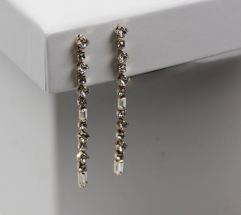 Ti Adoro Jewelry 15357 Long Drop Earrings with Baguettes #0 default Metal thumbnail