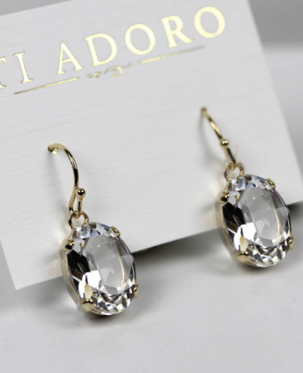 Ti Adoro Jewelry 15332 Oval Crystal Drop Earrings #0 default Metal thumbnail