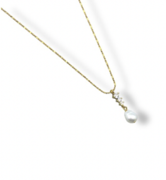 Ti Adoro Jewelry 21233 Three Dot Diamond and Pearl Necklace #0 default Color? thumbnail