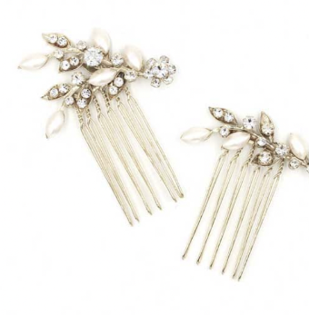 Ti Adoro Jewelry HP1159 Vine Leaf and Pearl Accent Hair Combs #0 default Color? thumbnail
