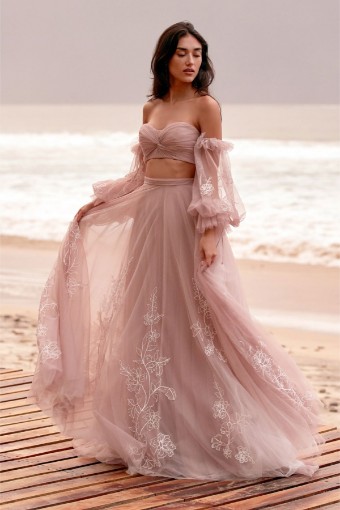 Willowby Renae 2 Piece Gown + Sleeves 58300/58723 Willowy - Dearly Sample #0 default Dusty Hibiscus thumbnail